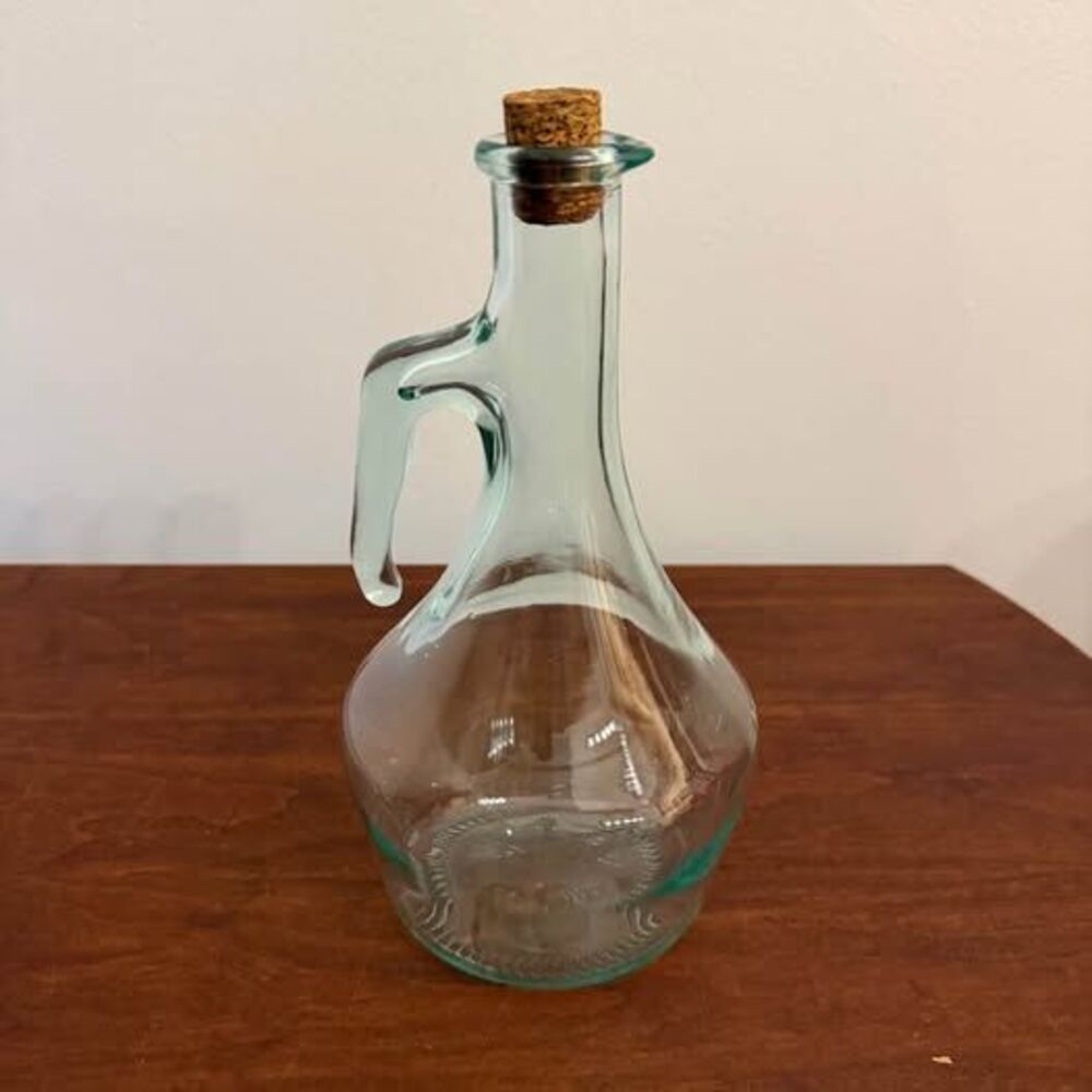 Vintage Italian Green Glass 1L Decanter Carafe
Handle Cork Stopper MOD DEP 1000m